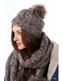 Dark brown winter set, hat and scarf C40 - Online store - Boutique